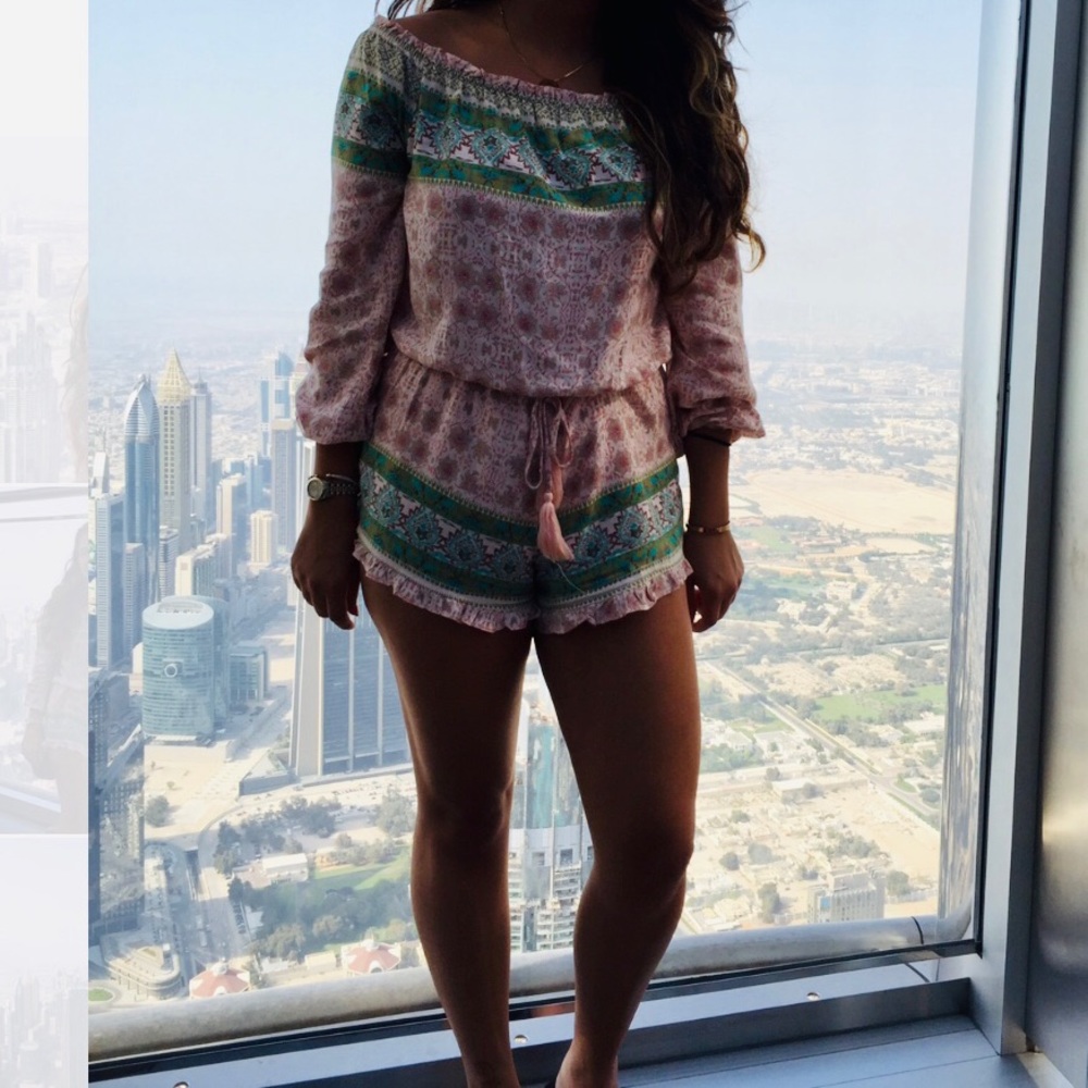 Off the Shoulder Long Sleeve Romper